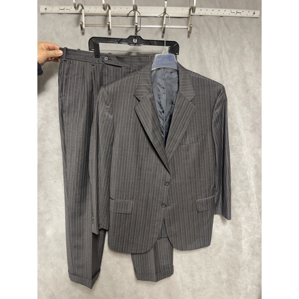 Tom James Suit‎ Men 42R Gray Striped Executive Collection 36x29 Pants Luxury